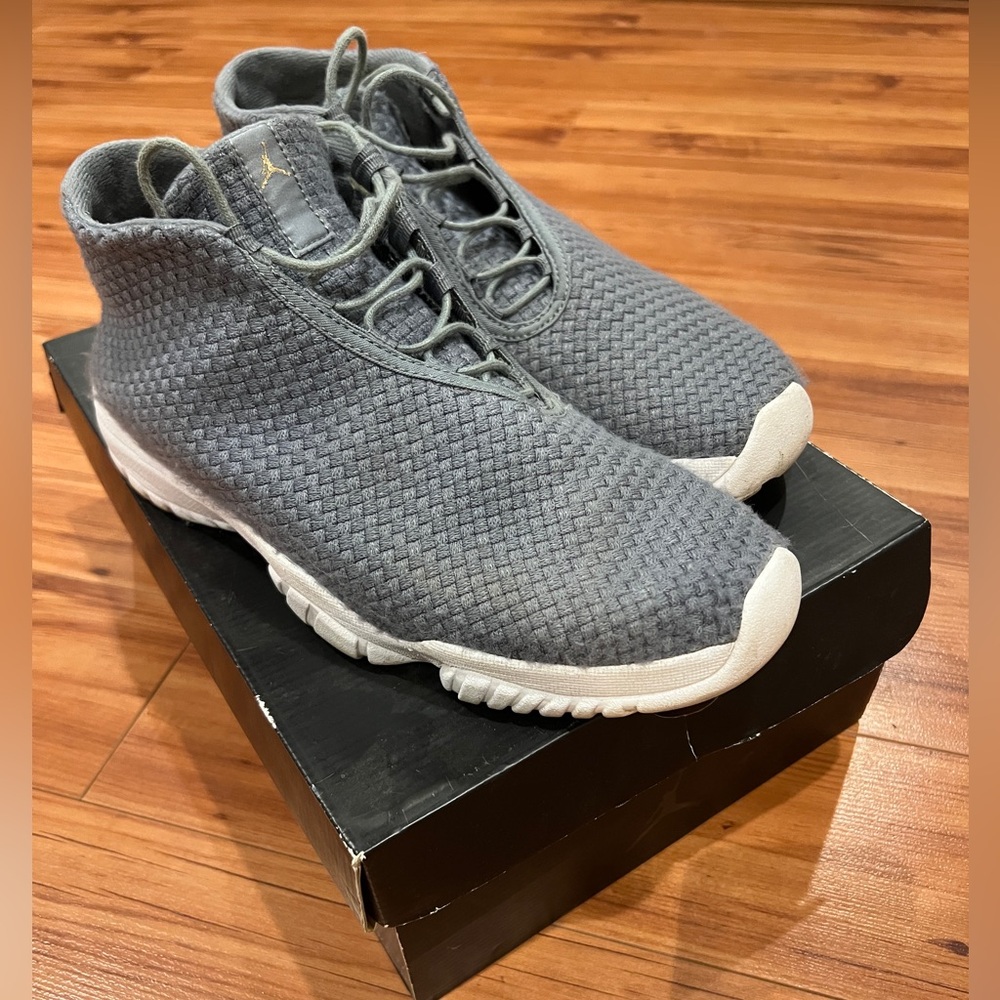 Gray Woven High-Top Sneakers